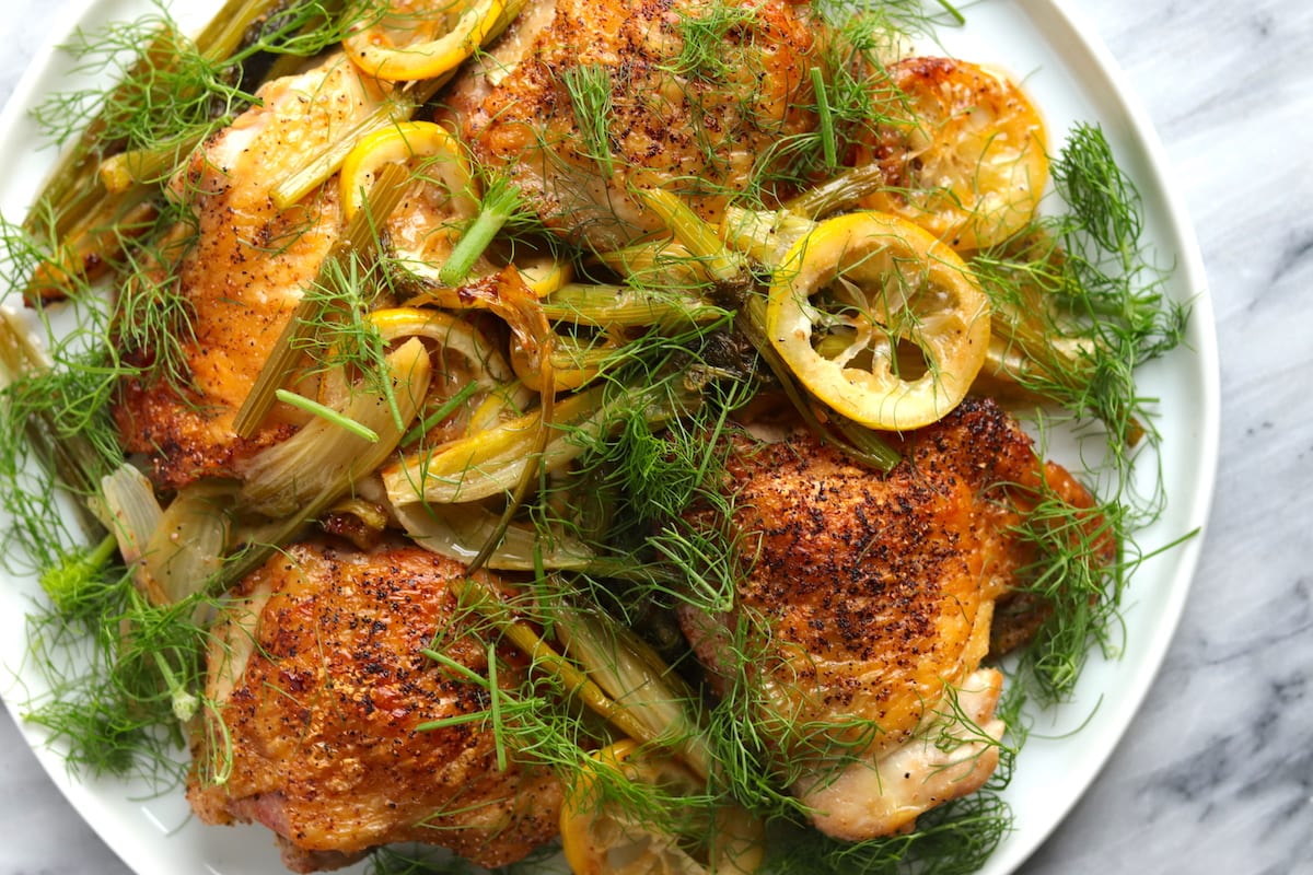 Cast Iron Skillet Chicken Thighs With Lemon And Fennel Recipe The