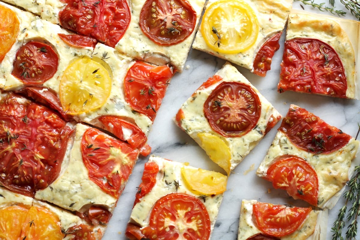 Heirloom Tomato Ricotta Tart Recipe | The Hungry Hutch