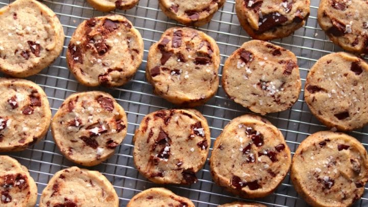 Salted chocolate chunk shortbread shop cookies