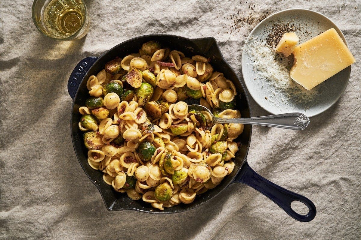 Spaghetti with Guanciale and Brussels Sprouts